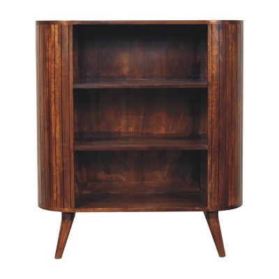HomeRoots 39" Chestnut Solid Wood Three Tier Bookcase