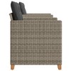 vidaXL 3 Piece Bistro Set with Cushions Gray Poly Rattan Acacia Wood - 4 of 4