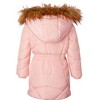 Sportoli Girls Fleece Lined Quilted Midlength Fur Trimmed Hood Winter Puffer Coats - 3 of 4
