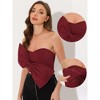 Allegra K Women's Party Bow Strapless Sweetheart Neck Corset Crop Tops - 2 of 4