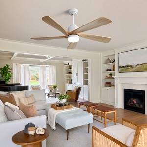 Gulches 52 Inch Indoor Ceiling Fan With Dimmable LED Light 5 Solid Wood Blades Remote Control Reversible DC Motor - 1 of 4
