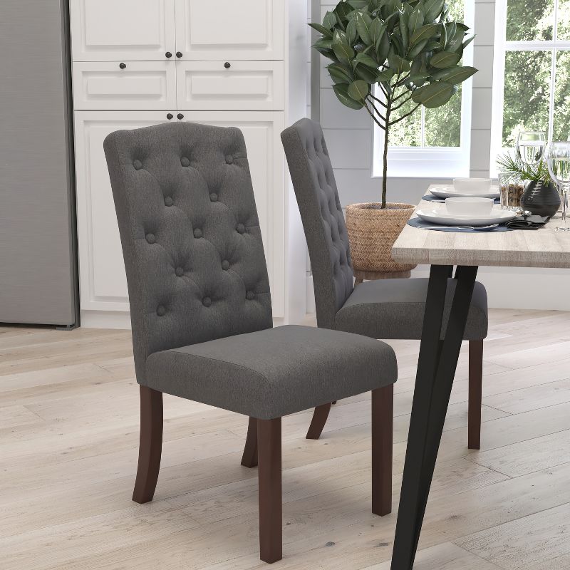 Merrick Lane Mid-Back Tufted Parsons Chair with Wooden Legs, 3 of 13