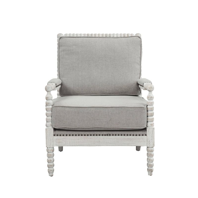 35&#34; Saraid Accent Chair Gray Linen Light Oak Finish - Acme Furniture, 3 of 6