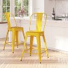 Merrick Lane Metal Stool with Removable Back for Indoor-Outdoor Use - 2 of 4