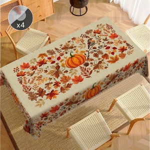 CHIC CRATE Fall Tablecloth Autumn Leaves Fall Printed Wrinkle Resistant Tablecloth, Holiday Table Cover Home Decor - 1 of 4