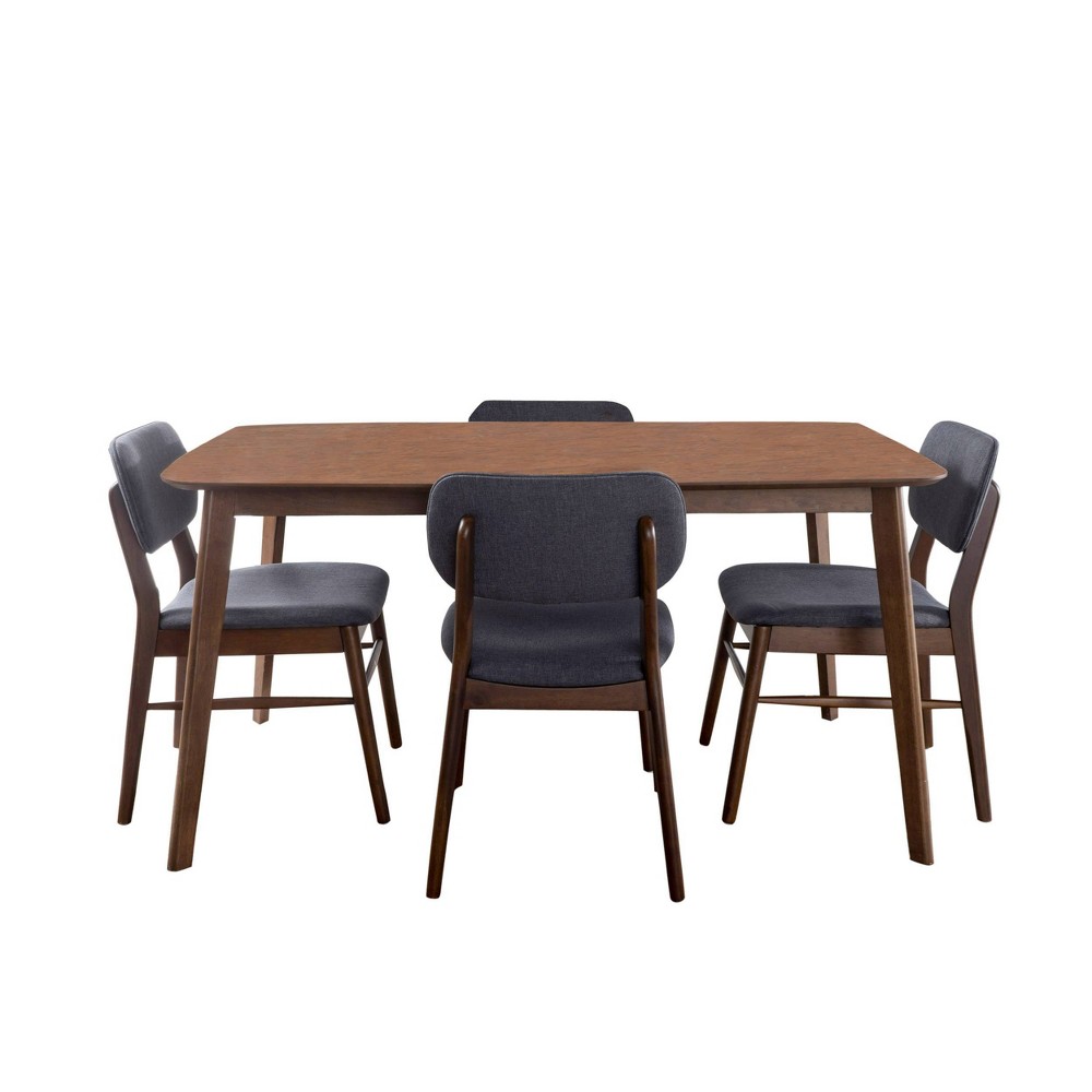 Photos - Dining Table 5pc Colette Dining Set Charcoal - Christopher Knight Home