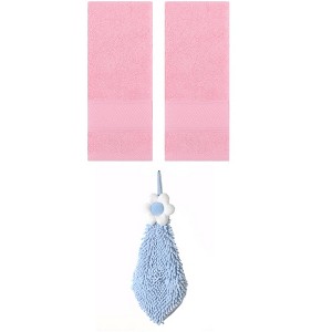 REGALWOVEN 3 Pcs Soft Absorbent Hand Towel Bathroom Decorative Set - 1 of 4