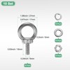 Unique Bargains Stainless Steel Durable Rust-Resistant Eyebolts with Nuts Washers Male Screw for Fastening 10 Pcs - 3 of 4