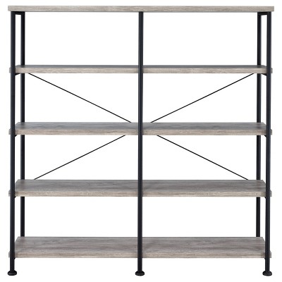 Analiese Gray Driftwood 4-Shelf Industrial Bookcase