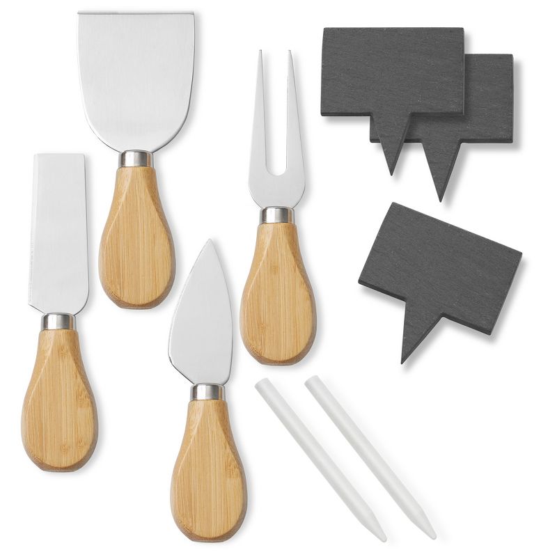 Casafield Bamboo Cheese Cutting Board with Stainless Steel Knives, Ceramic Bowls and Slate Cheese Markers, 5 of 8