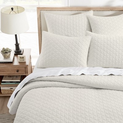 Rowan Cream Quilted Euro Sham Set of 2
