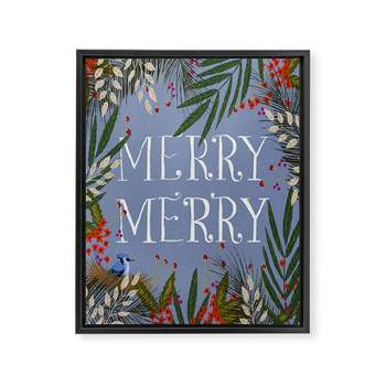 Joy Laforme Christmas Merry Merry Wreath Framed Art Canvas - Society6