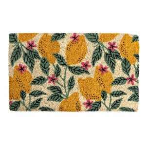 Entryways 28"x17" Lemons All-Natural Coconut Fibers Door Mat Yellow and Green: Hand-Painted, PVC Backed, Indoor Use - 1 of 3