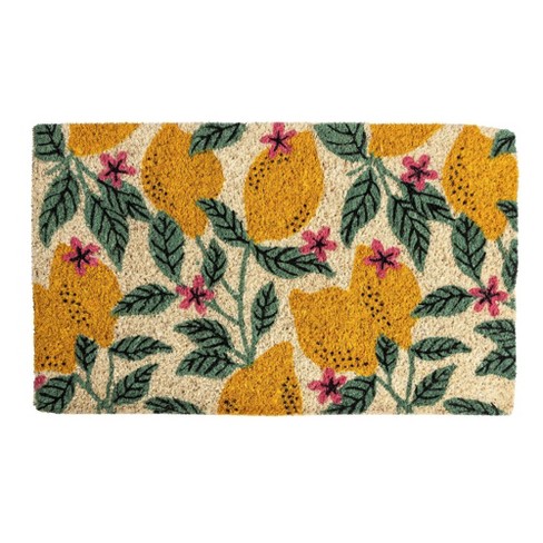 Entryways 28"x17" Lemons All-Natural Coconut Fibers Door Mat Yellow and Green: Hand-Painted, PVC Backed, Indoor Use - image 1 of 3