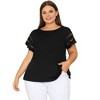 Agnes Orinda Women's Plus Size Round Neck Hollow Lace Panel Short Sleeve Casual Summer Blouses - 3 of 4