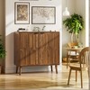 ACEPANO 31.5 in. W Rustic Wooden Sideboard with Storage & Paperclip Design for Kitchen-Walnut - 3 of 4