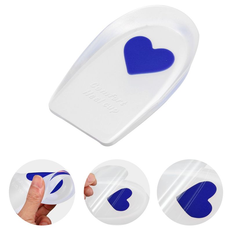 Unique Bargains Silicone Heel Support Cup Pads Orthotic Insole Plantar Care Heel Pads Love Pattern Size 33-39 4Pcs, 5 of 7