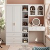 FUFU&GAGA Bathroom Armoire Wardrobe Light Mirror Storage Makeup Vanity Table Tempered Glass - 2 of 4