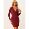 Allegra K Women's V Neck Sparkle Glitter Zip Long Sleeve Bodycon Club Mini Dress - image 2 of 4