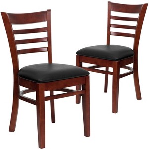 Emma and Oliver 2 Pack Ladder Back Wooden Restaurant Chair - 1 of 4