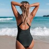 Women's Gingham One Piece Swimsuit Ruched Cross Back Vintage Swimwear  Bathing Suits -Cupshe-Black-Medium