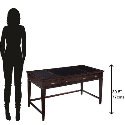 Transitional Brown 60" Wood Home Office Desk with 3 Drawers