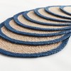 Plum & Post Jute Coil Oval Placemats, Set of 8 - Natural/Navy - 3 of 4
