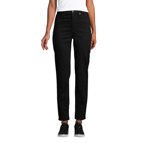 Lands' End Women's High Rise Straight Leg Ankle Jeans Black - 16