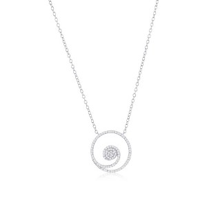 Diamonds D'Argento Sterling Silver Circle Wave Diamond Necklace - (93 Stones) - Silver - 16+2 Inch - 1 of 2