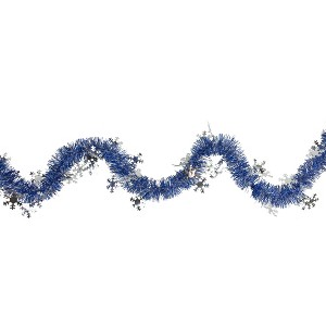 Northlight Commercial Christmas Tinsel Snowflake Garland - 50' x 2" - Royal Blue and Silver - Unlit - 1 of 4