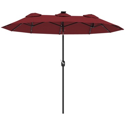 Outsunny 9.7' Double-sided Patio Umbrella with 3 Air Vents, Tilt and Crank, Outdoor Umbrella, Red