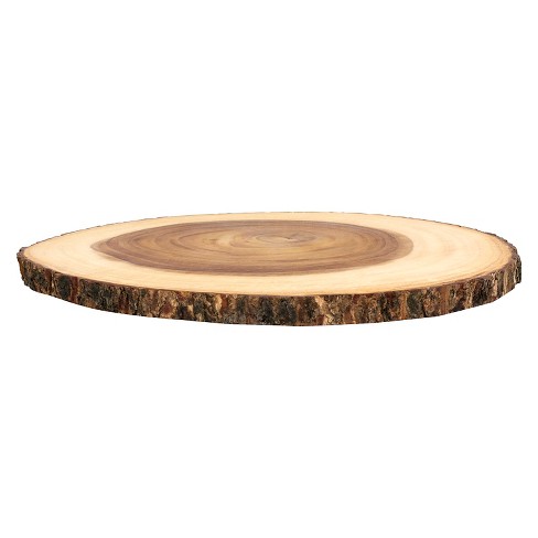 Lipper International Acacia Large Slab Lazy Susan With Bark Rim Target