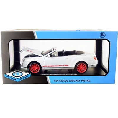 Bentley Continental Supersports ISR Convertible White Metallic with Red Wheels 1/24 Diecast Model Car by Optimum Diecast