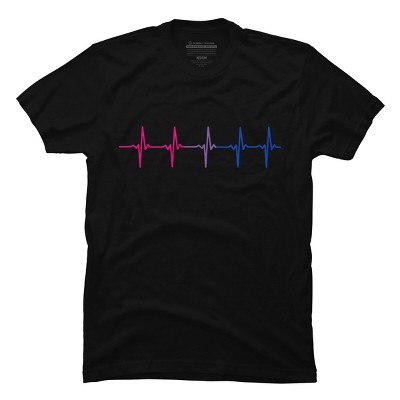 Adult Design By Humans Bisexual Pride Rainbow Heartbeat By Thingsandthings T-Shirt