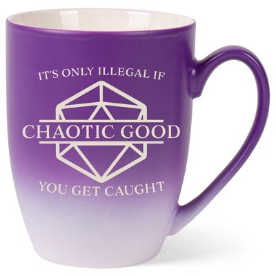 100 North Chaotic Good 10 Ounce Purple and White Two Toned Ombre, Comfortably Fits Your Hands, Ceramic Tea Coffee Cup Mug, It's Only Illegal If You