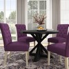 5-Piece Dining Set with Cross-Buck Round Table and 4 Tufted Chairs - 3 of 4