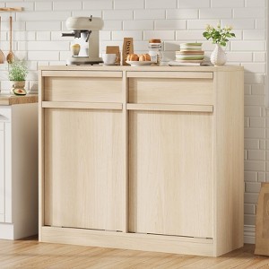 TROPOW Tilt Out Trash Cabinet, Modern Trash Cabinet  Hidden Freestanding Garbage Can Cabinet Laundry Hamper for Kitchen Dining Living Room - 1 of 4
