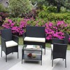 Nertpow 4-Piece Outdoor Rattan Patio Furniture Set with Cushions ¨C Wicker Sofa Seating Set, Beige Cushions - 4 of 4