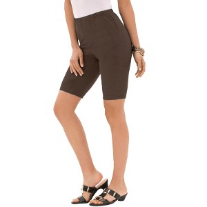 Roaman's Women's Plus Size Essential Stretch Bike Short - 1 of 4