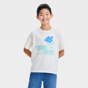 Kids' Short Sleeve 'Grow Towards Love' T-Shirt - Cat & Jack™ White - 1 of 4