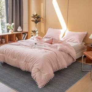 Boho Pom Pom Comforter Set – Soft Lightweight All Season Bedding with Decorative Fringe, Extra Soft Microfiber, Twin/Queen/King - 1 of 4