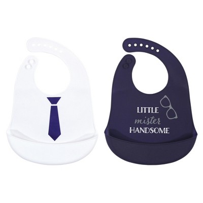 Hudson Baby Infant Boy Silicone Bibs 2pk, Little Mister Handsome, One Size