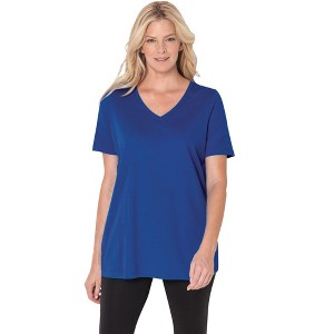 Woman Within Plus Size Perfect Short-Sleeve V-Neck Tee - 1 of 4