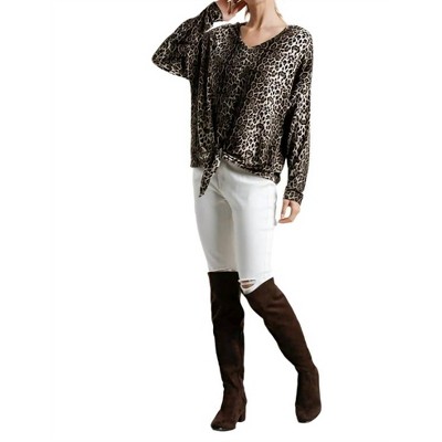 Women's Tie Front Leopard Top - umgee