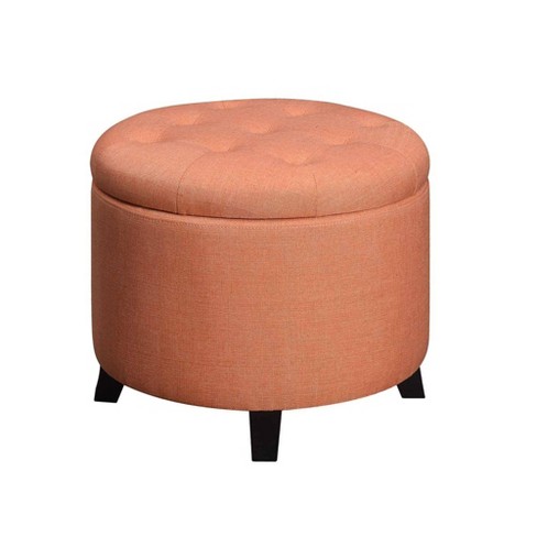 Convenience Concepts Designs4Comfort Round Storage Ottoman, Sandstone Fabric  