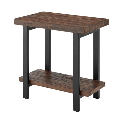 Pomona Solid Wood And Metal End Table With Shelf - Alaterre