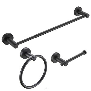 Rbied 3-Piece Thicken Space Aluminum Bathroom Hardware Set (Adjustable Towel Bar/Towel Ring/Paper Holder) - 1 of 4