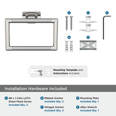 Esquire Polished Nickel and Stainless Steel Wall Mounted Towel Ring