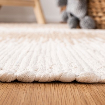 Montauk Beige and White Handwoven Cotton Area Rug 6' x 9'