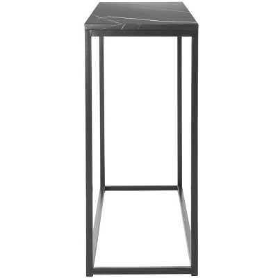 Transitional Black Marble & Metal Console Table - 39" Rectangular